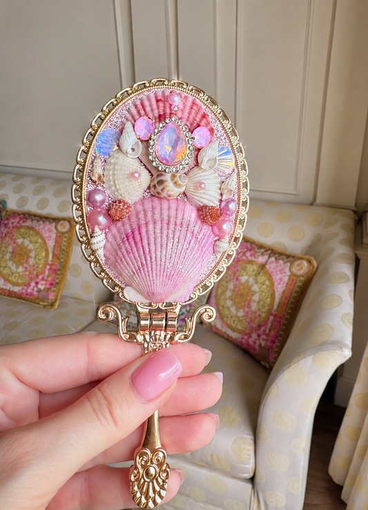 'Rose Tide' - Gold Seashell Mirror