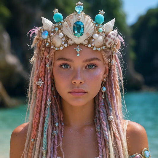 Mermaid’s Treasure Amazonite Fantasy Seashell Crown 🐚 🌊✨