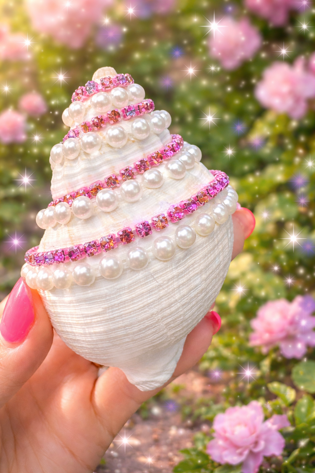 Pastel Mermaid Relic Shell ~ One of a Kind Embellished Ocean Treasure