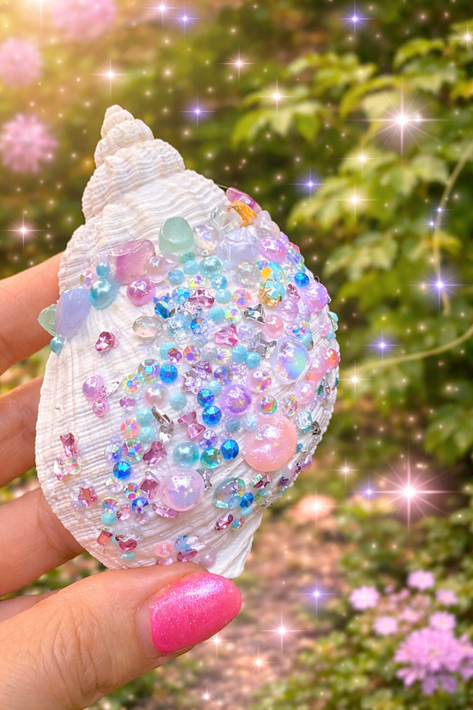 Pastel Mermaid Relic Shell ~ One of a Kind Embellished Ocean Treasure