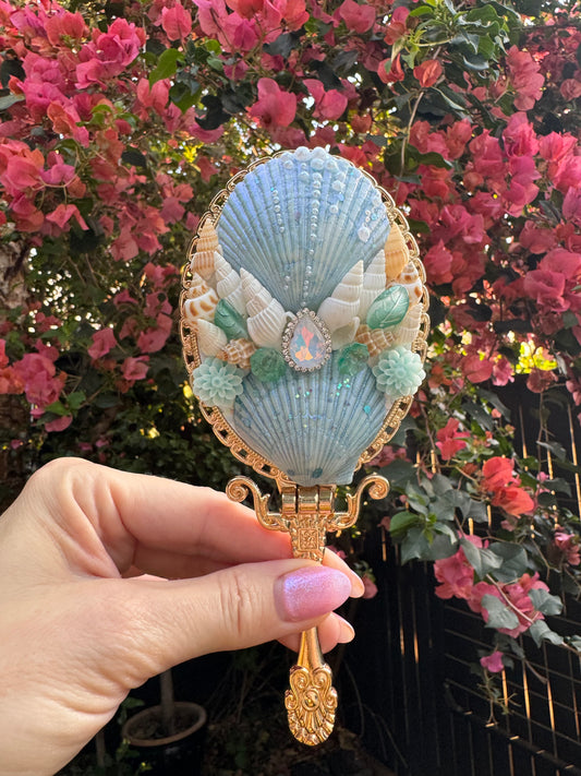 'Azure Dreams' - Gilt Gold Seashell Mirror