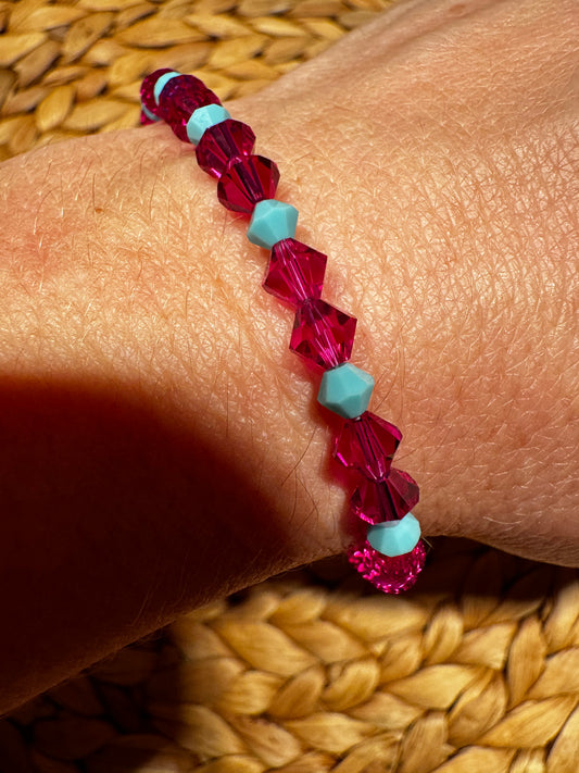 'Caribbean Dreams' - Hot Pink & Pale Blue European Crystals