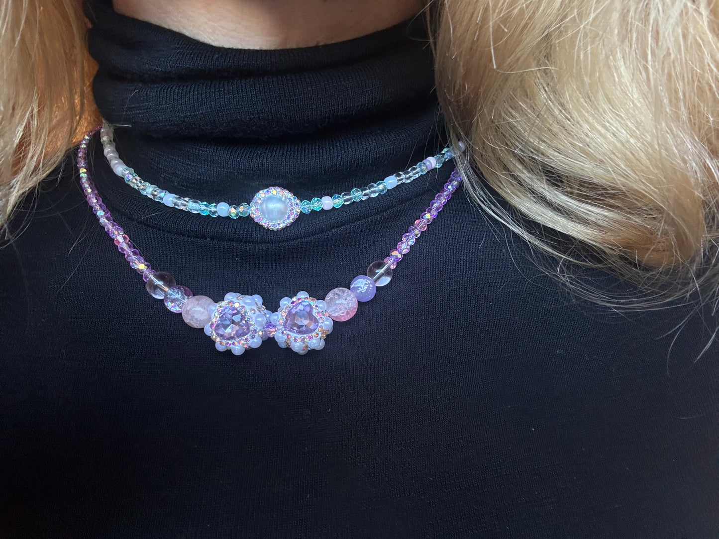 Handmade Japanese Bead & Crystal Necklace