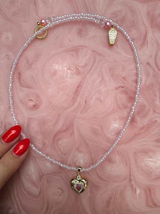 Romantic Handmade Crystal Bead & Pearl Necklace