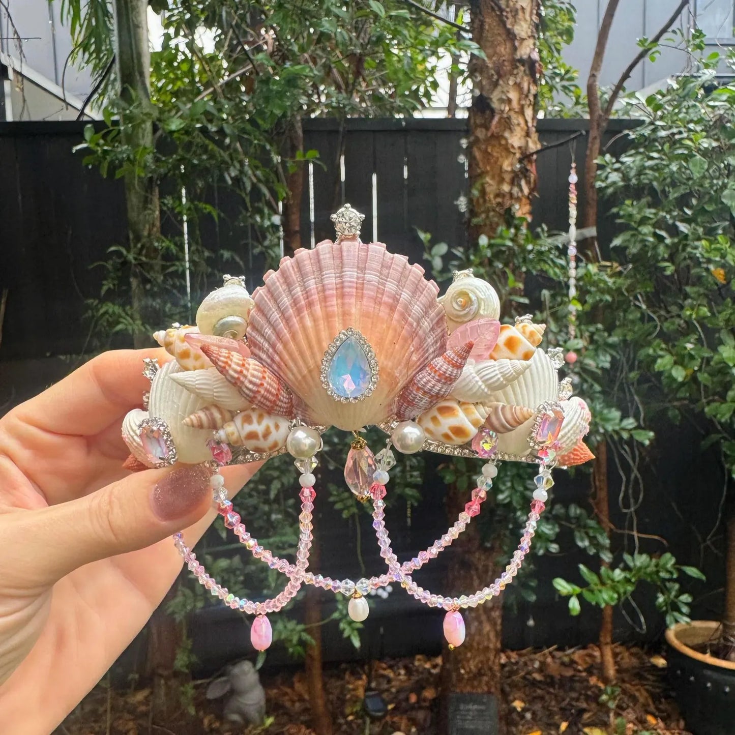 ✨ The Siren’s Call Crown ✨ Genuine Pearl & Seashell Crystal Crown