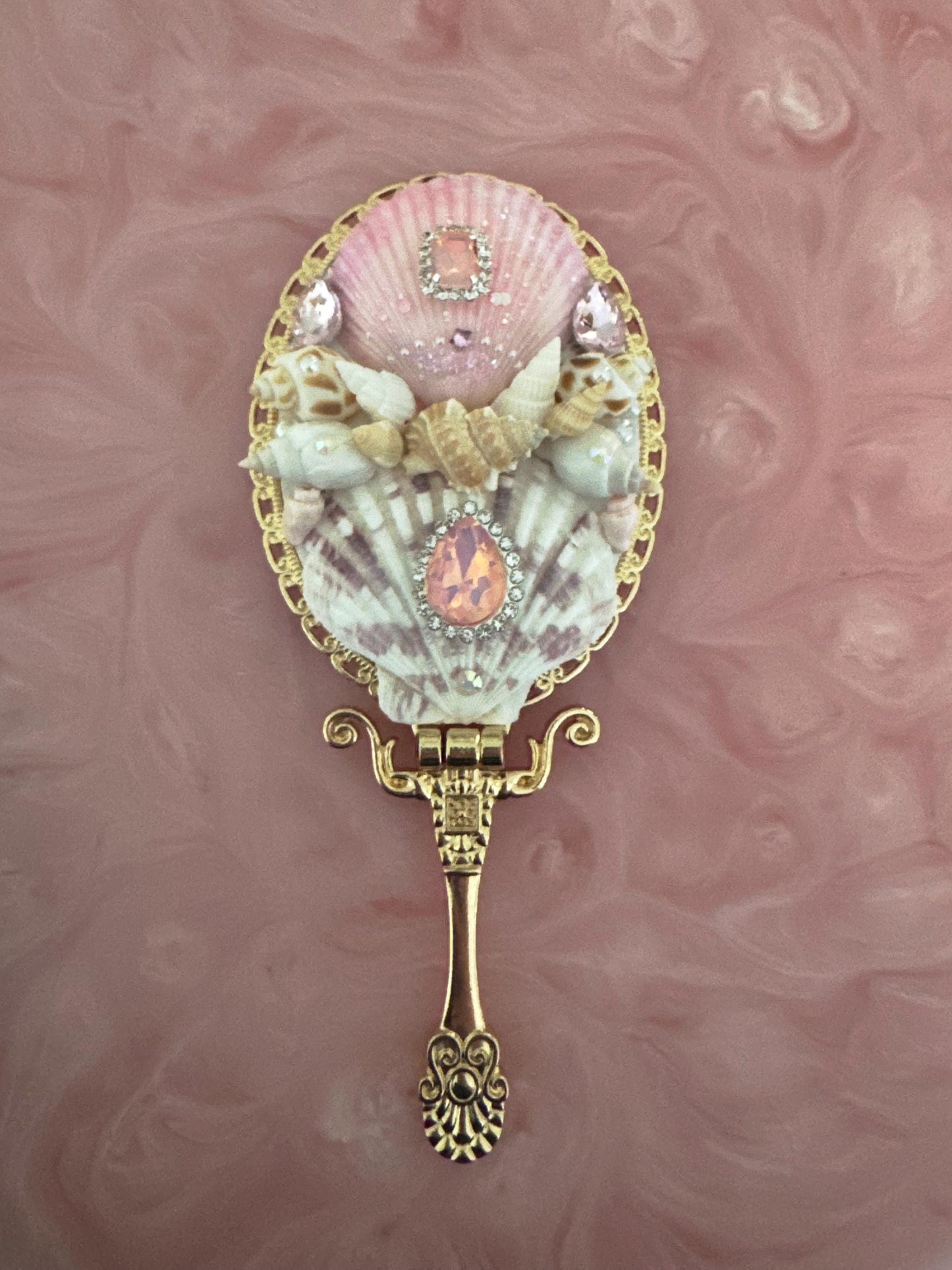 Crystal Seashell Mirror, Fancy Mirror, Gold Mirror, Mothers Day, Wedding Mirror, Bridesmaid, Birthday, Mermaid Mirror