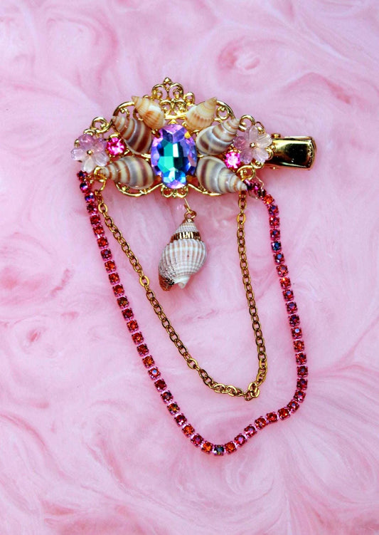 Beautiful Shell hairclip, fantasy hair accessory, mermaid hair, wedding hair, gold hairclip, wedding accessory, bridesmaid accessory, shells