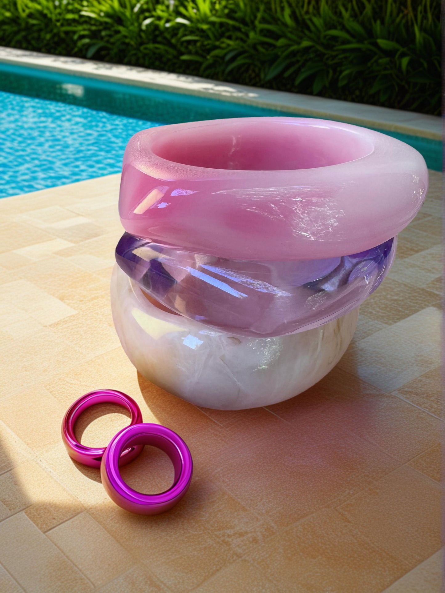 Resin Bangles - Bright Pink, Light Pink, Purple, Sand