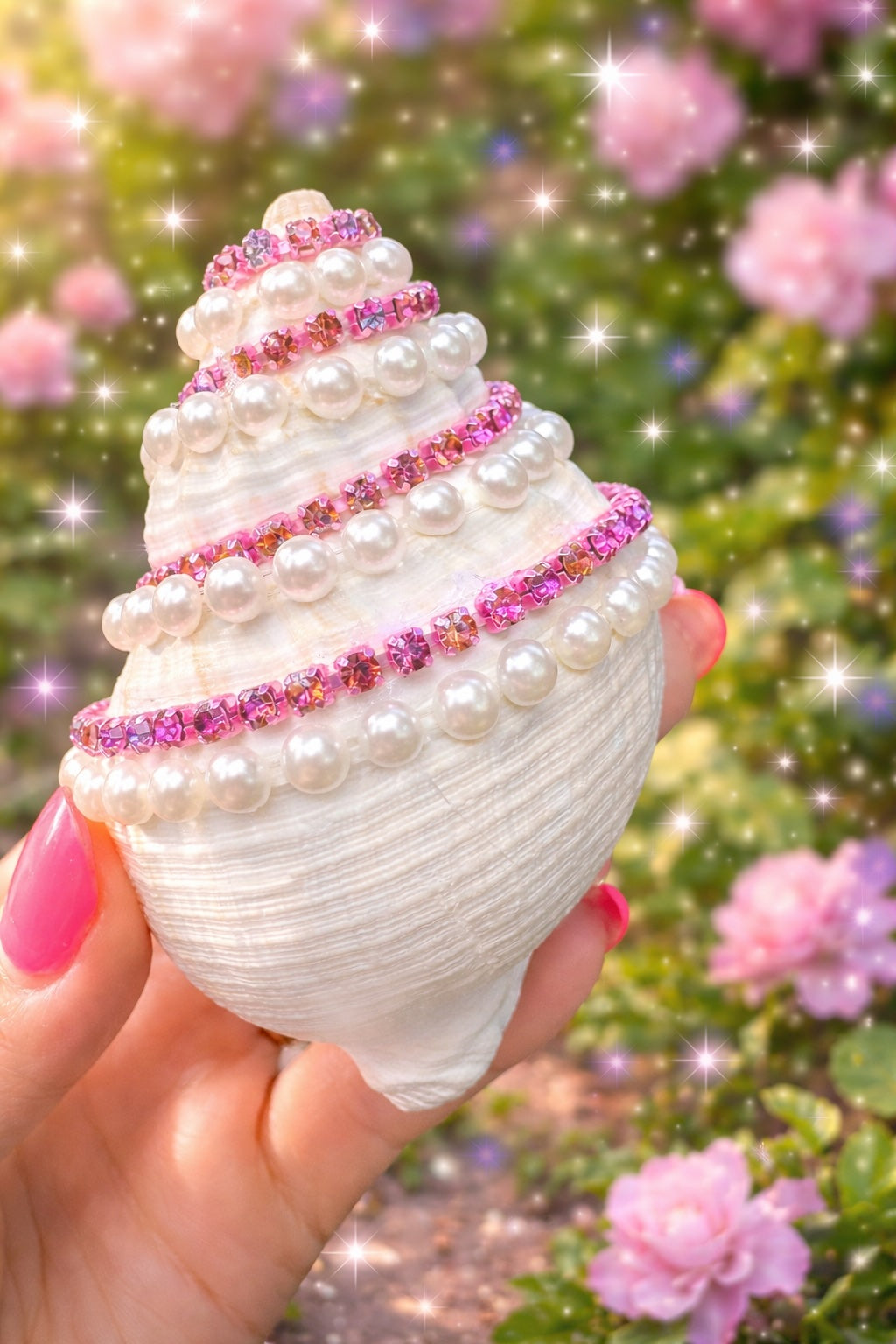 Pastel Mermaid Relic Shell ~ One of a Kind Embellished Ocean Treasure