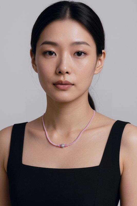 Pastel Pink ~ Crystal Bead & Pearl Necklace