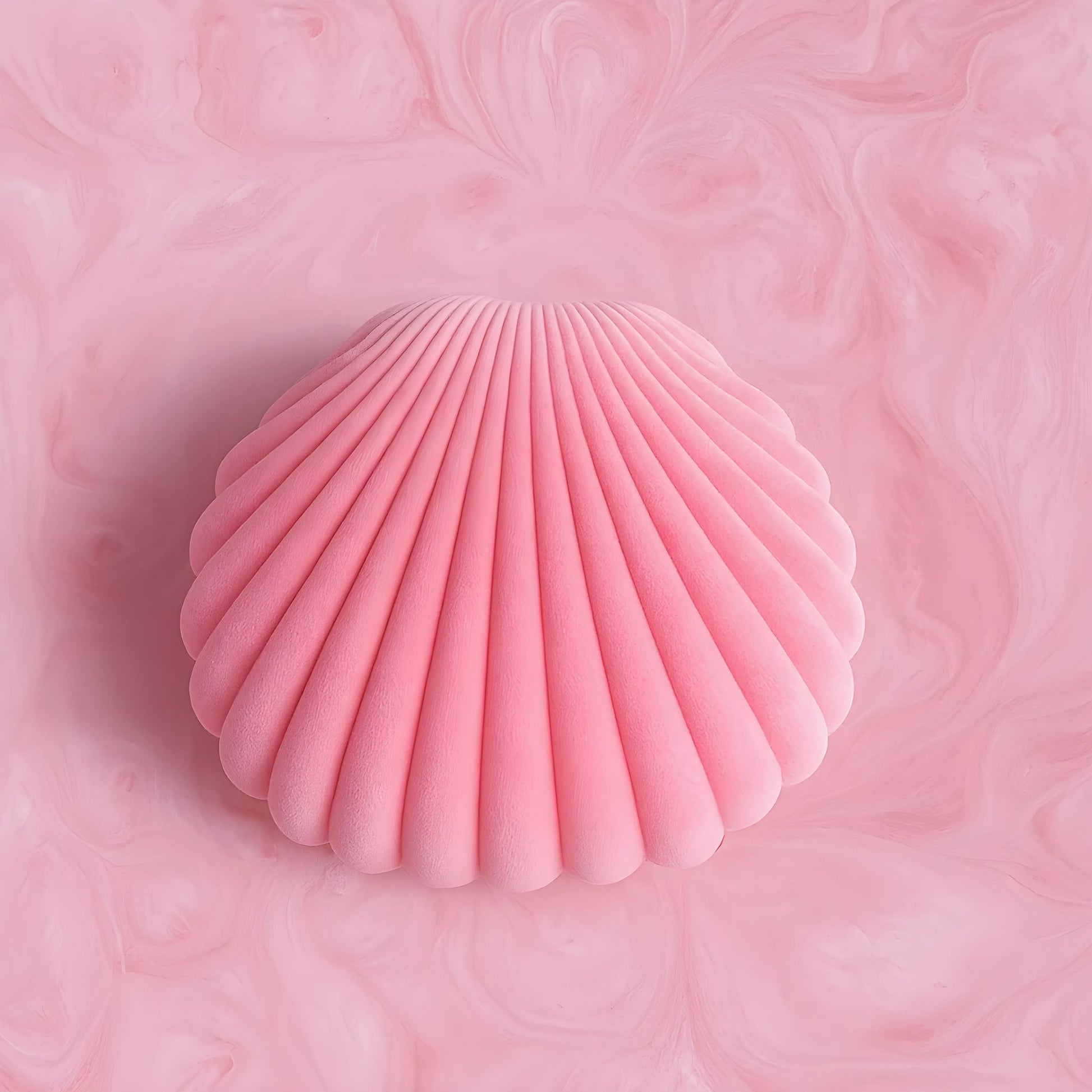 Pink shell on a pink marbled background