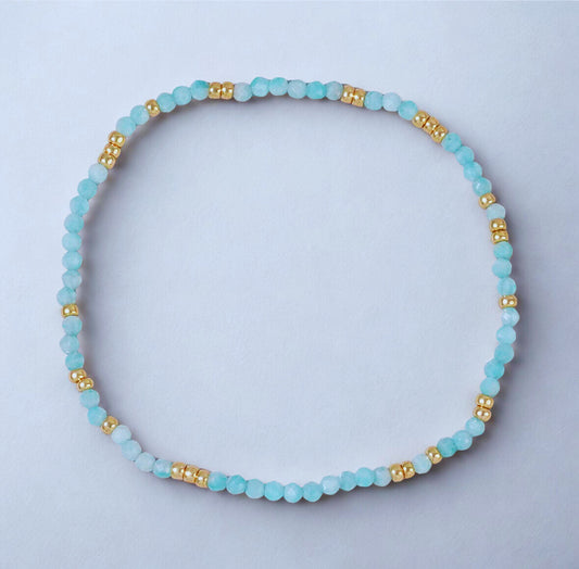 Amazonite Faceted Beaded Stretch Bracelet