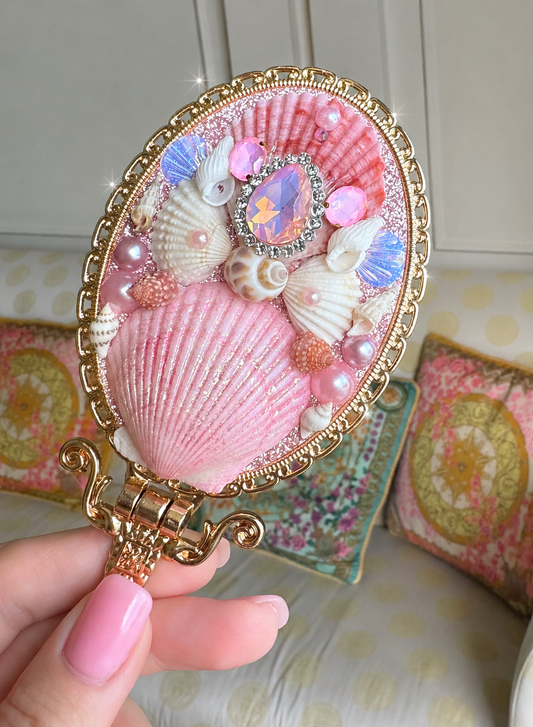 'Rose Tide' - Gold Seashell Mirror