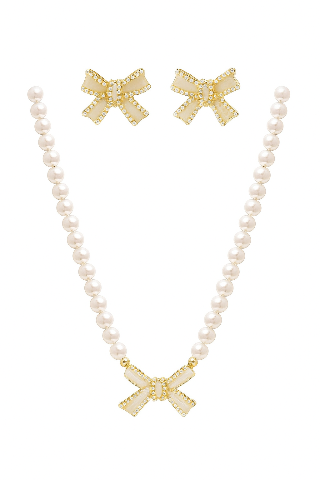 Pearl and Bow Necklace Set