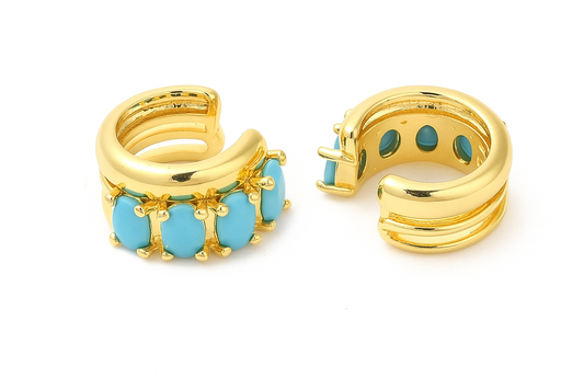 Blue Opal Dream Cuff Earrings