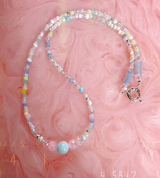 Collier de perles fait main avec cristaux Swarovski