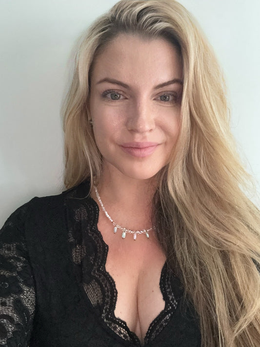 Collier de perles fait main avec cristaux Swarovski