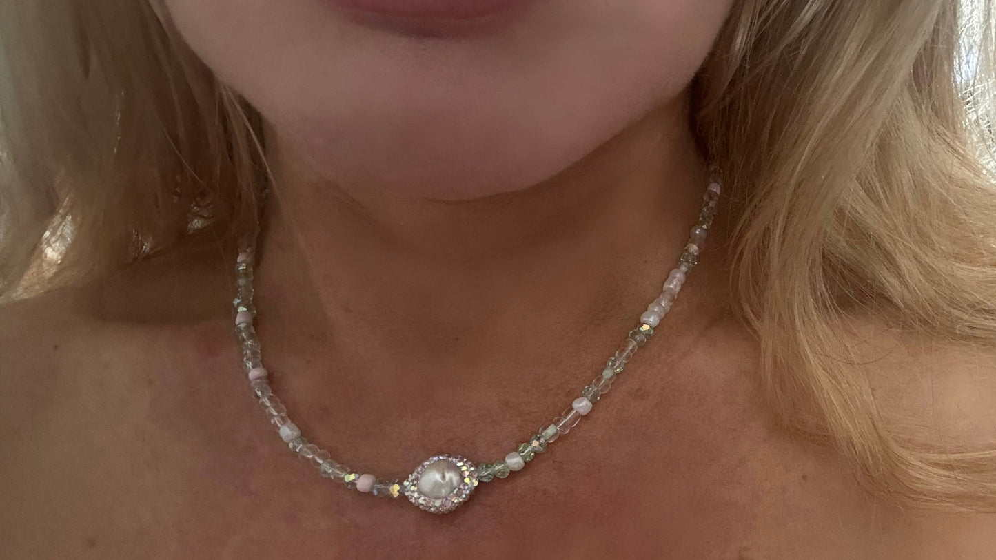 'Luminous Pearl' - Handmade Crystal Bead & Pearl Necklace