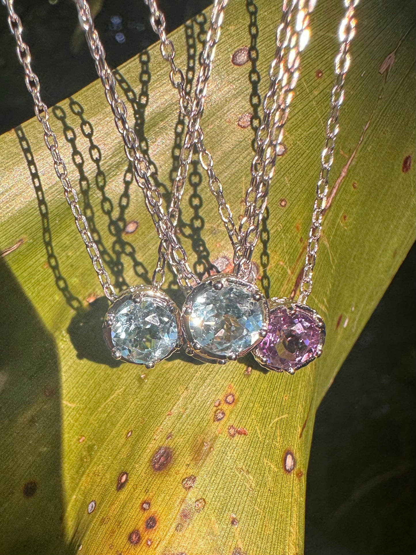 Golden Topaz ~ Rhodium Plated 925 Sterling Silver Topaz Rhinestone Pendant Necklace