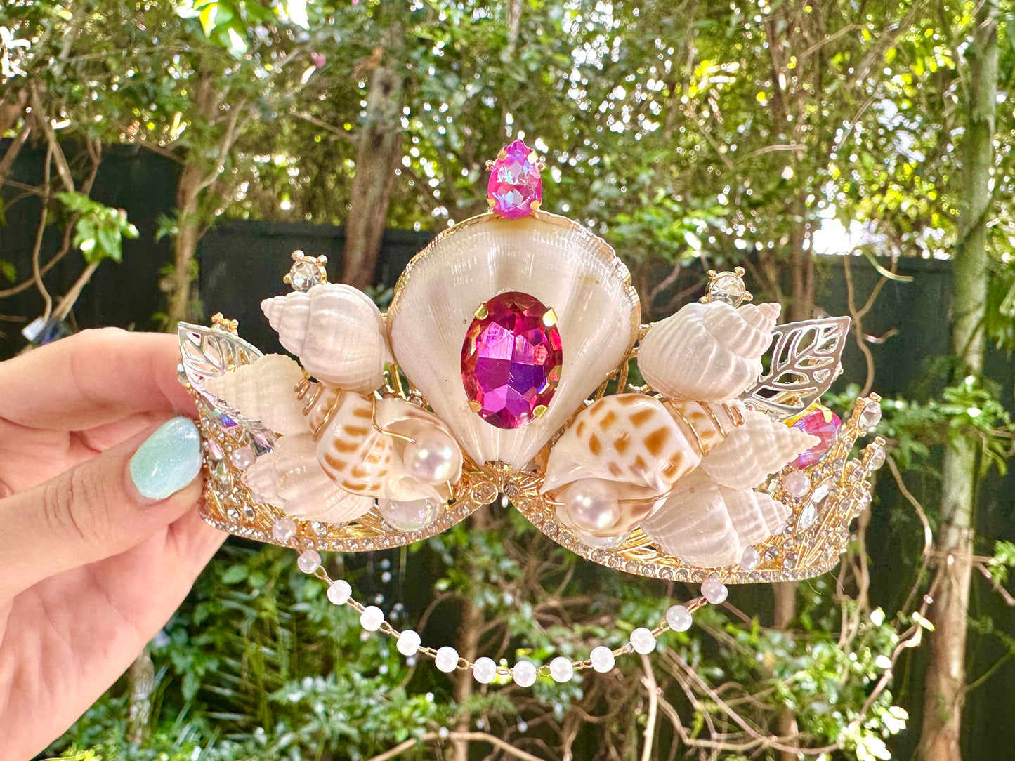 Mermaid Seashell Crown ~ Raspberry Skies