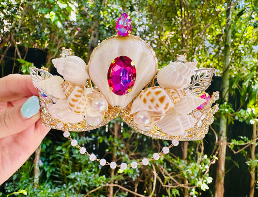 Mermaid Seashell Crown ~ Raspberry Skies