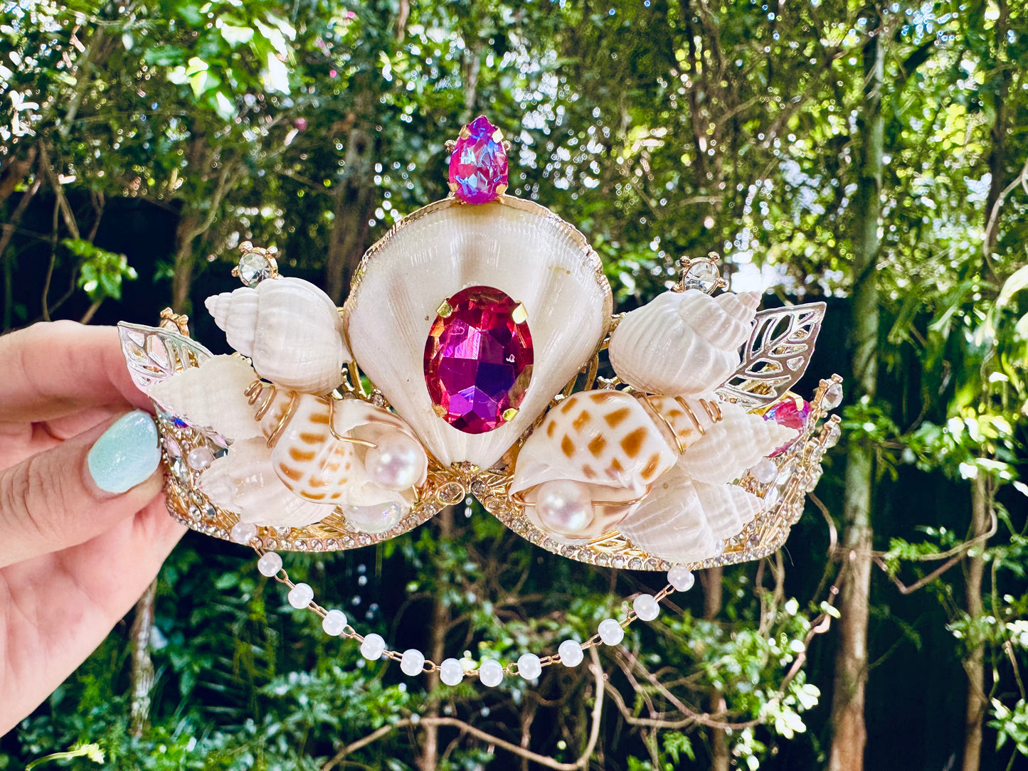 Mermaid Seashell Crown ~ Raspberry Skies