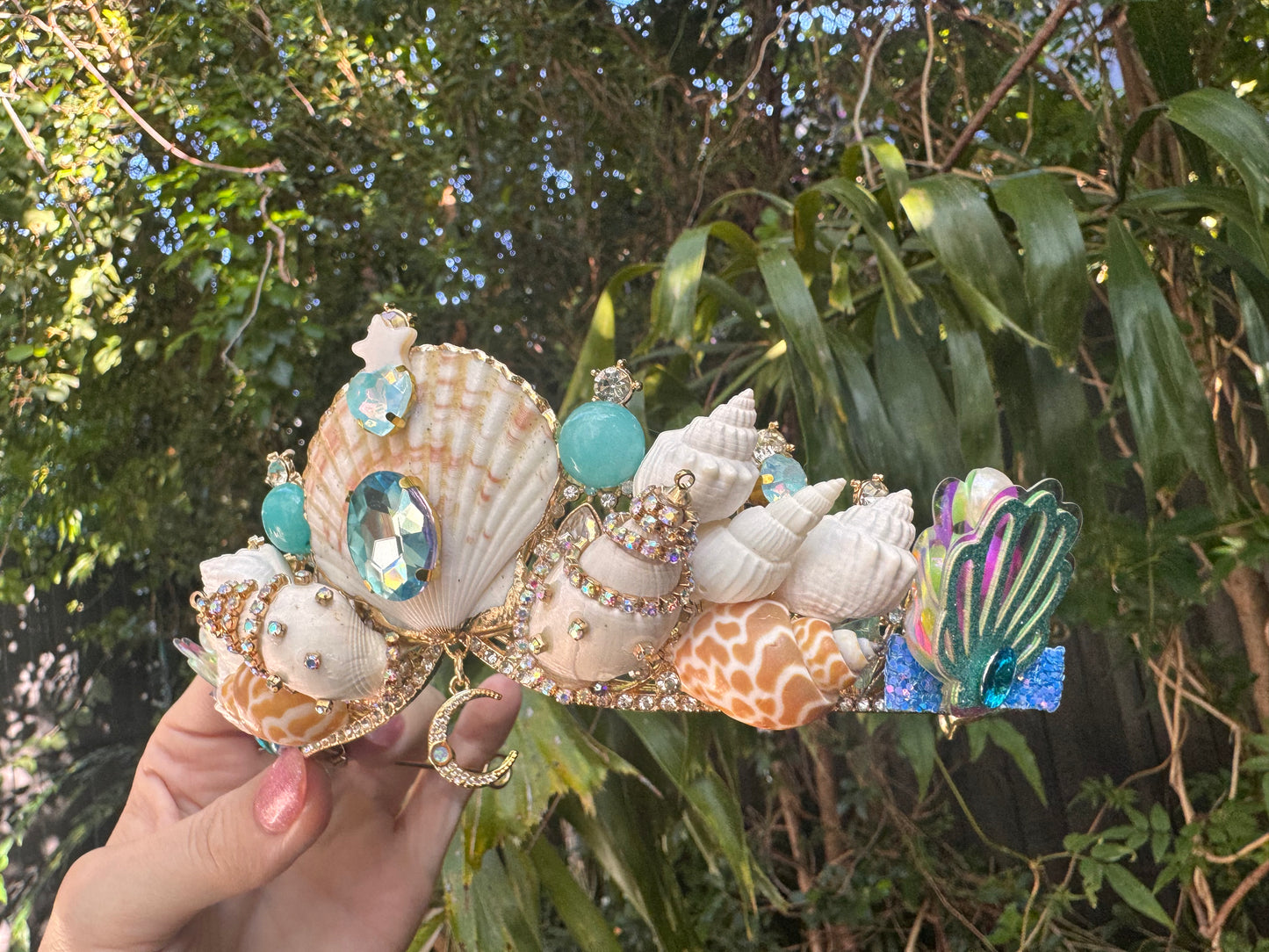 Sun Moon & Stars Amazonite Fantasy Seashell Crown 🐚 🌊✨