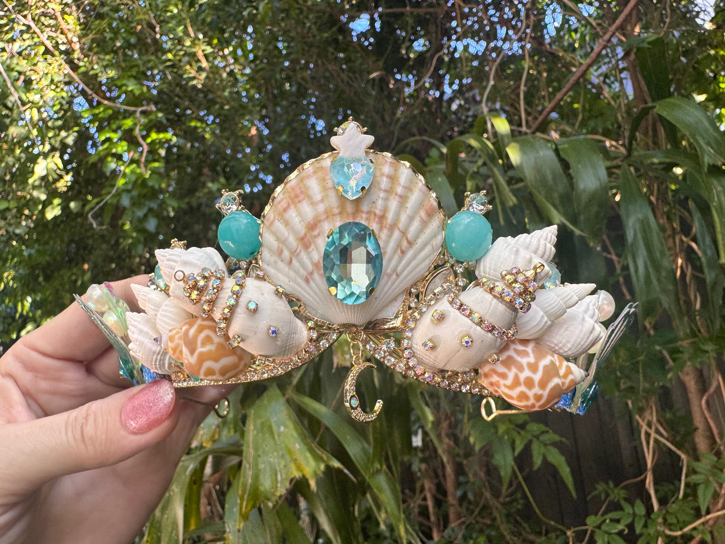 Sun Moon & Stars Amazonite Fantasy Seashell Crown 🐚 🌊✨
