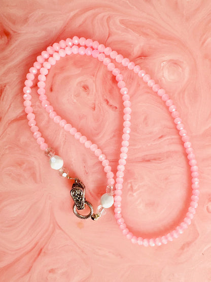 ピンクドリームス ハンドメイドビーズネックレス（スワロフスキークリスタル使用）