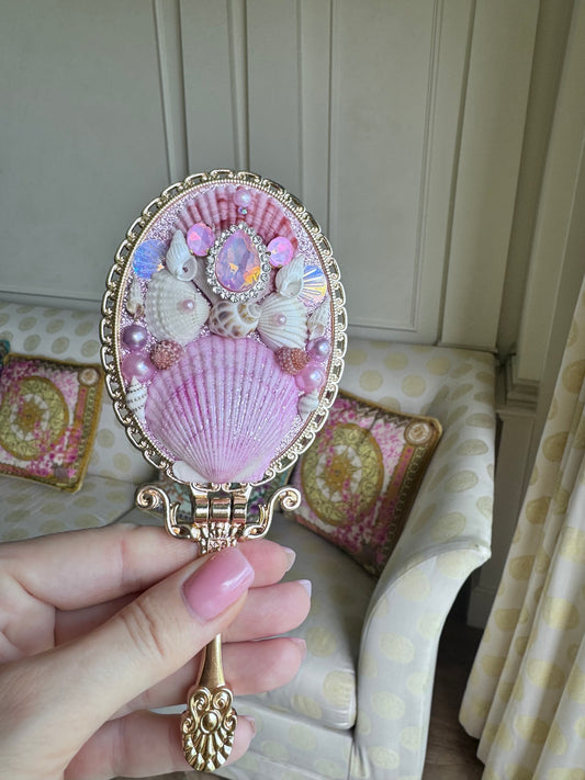 'Rose Tide' - Guilt Gold Seashell Mirror