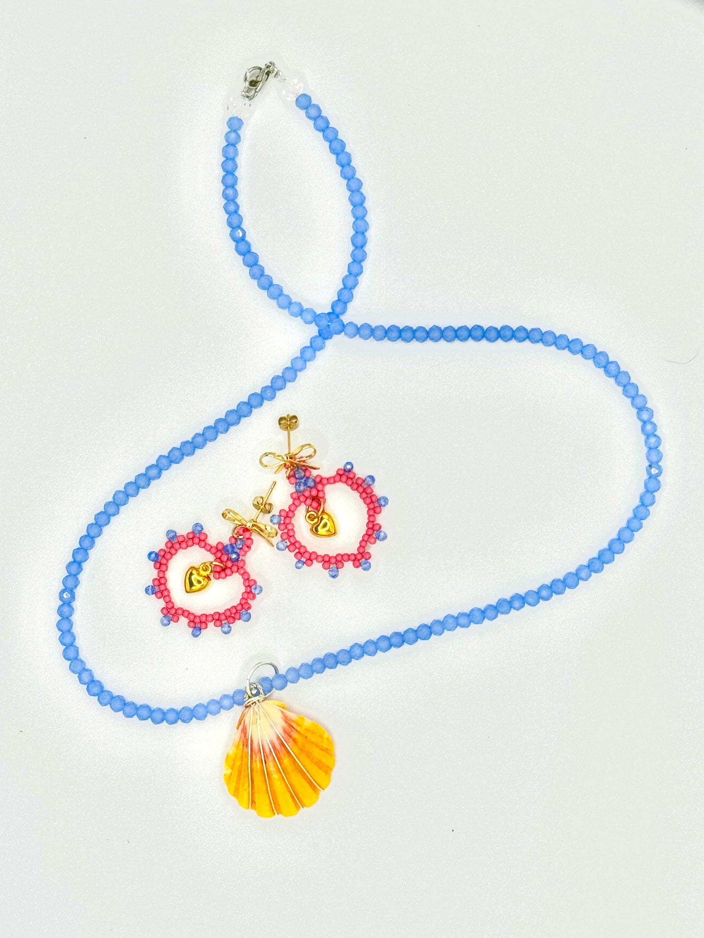Lemon/Pink/Blue/Orange Handmade Beaded Necklace