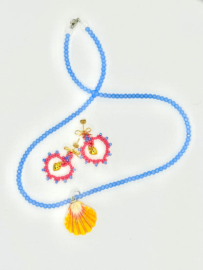 Lemon/Pink/Blue/Orange Handmade Beaded Necklace