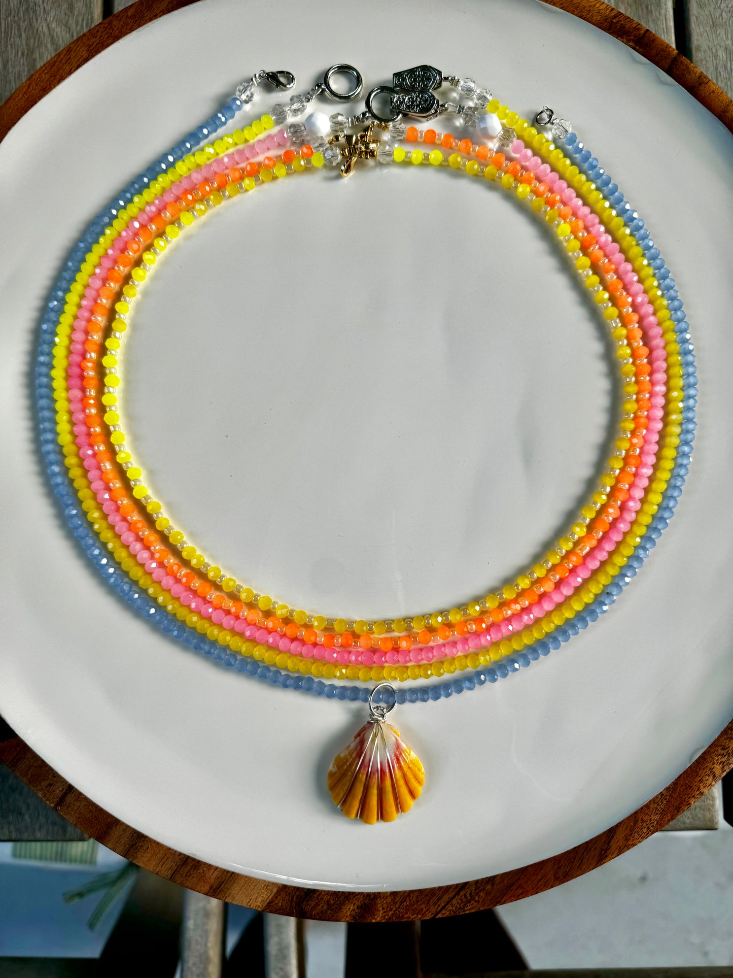 Lemon/Pink/Blue/Orange Handmade Beaded Necklace