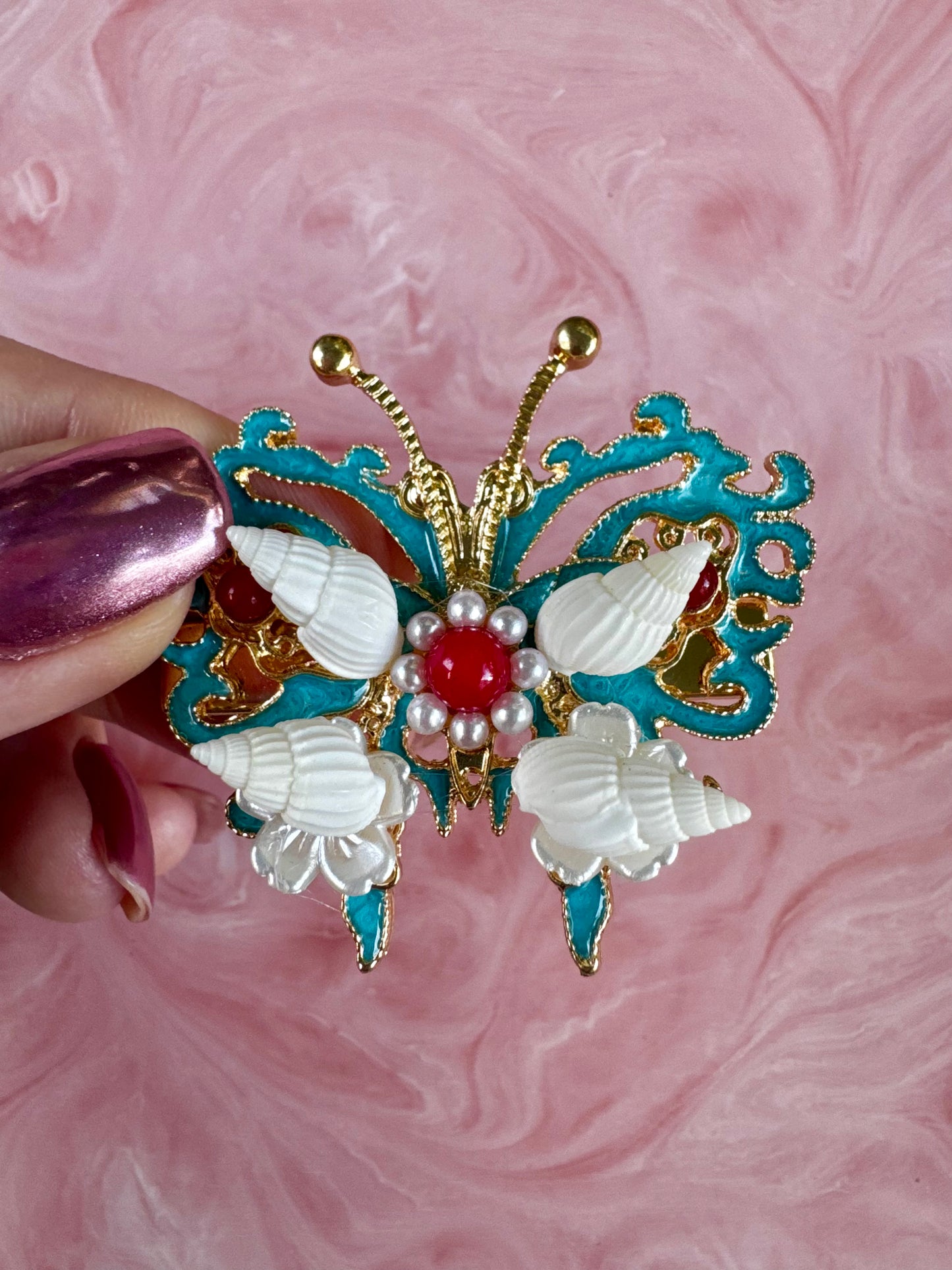 Butterfly Shells Shanghai Kids Hair Clip