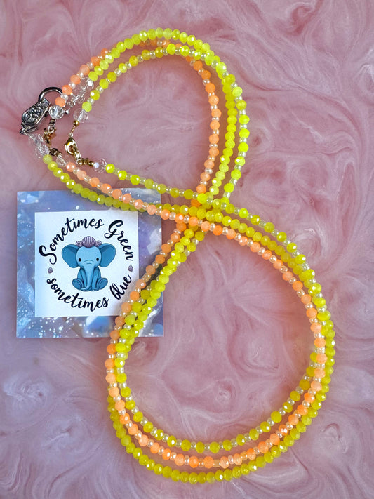 Stacked Citrus Brights Handmade Beaded Necklaces x3