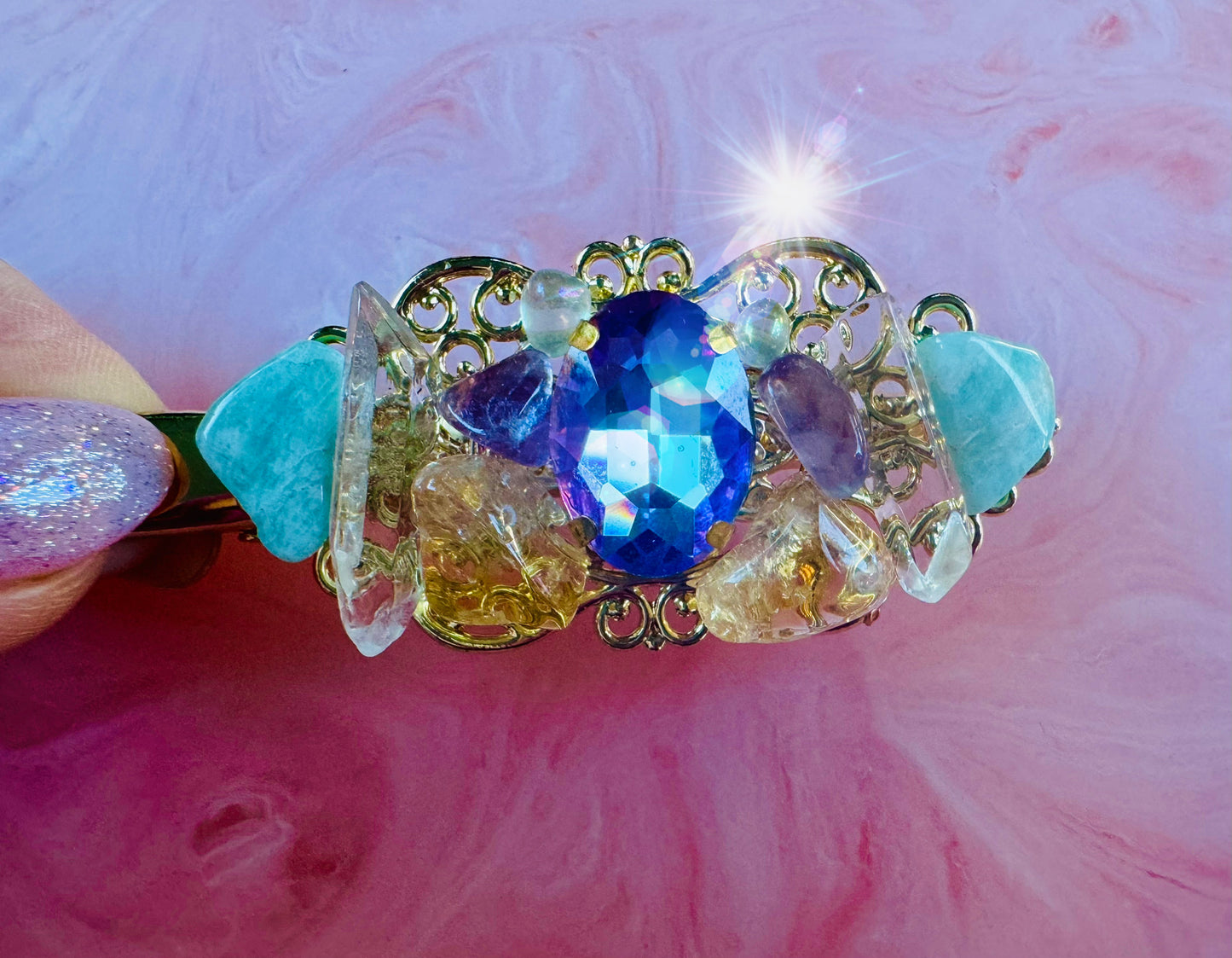 'Larissa of the Sea' - Genuine Larimar & 14Kt Gold Hair Jewels