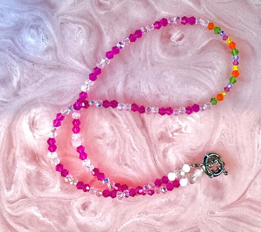 Collier de perles fait main avec cristaux Swarovski