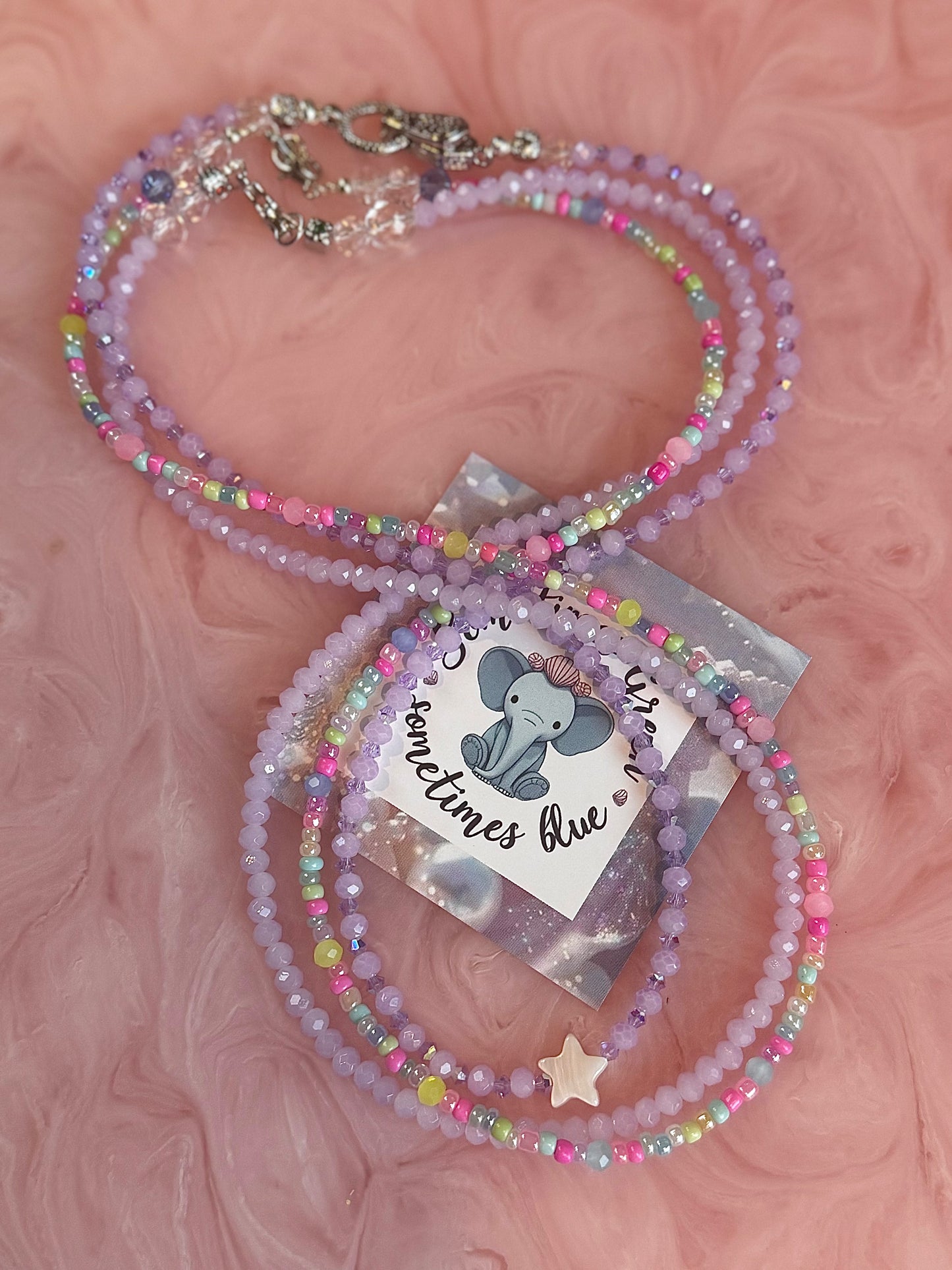 Stacked Handmade Japanese Bead Necklaces ft. Czech Crystals x3