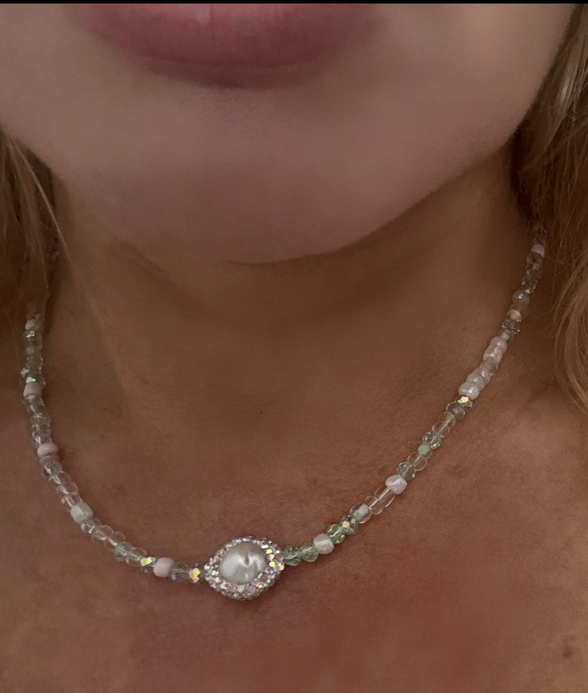 'Luminous Pearl' - Handmade Crystal Bead & Pearl Necklace