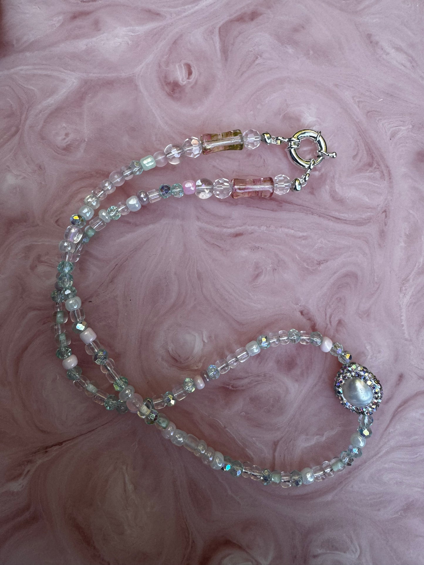 'Luminous Pearl' - Handmade Crystal Bead & Pearl Necklace