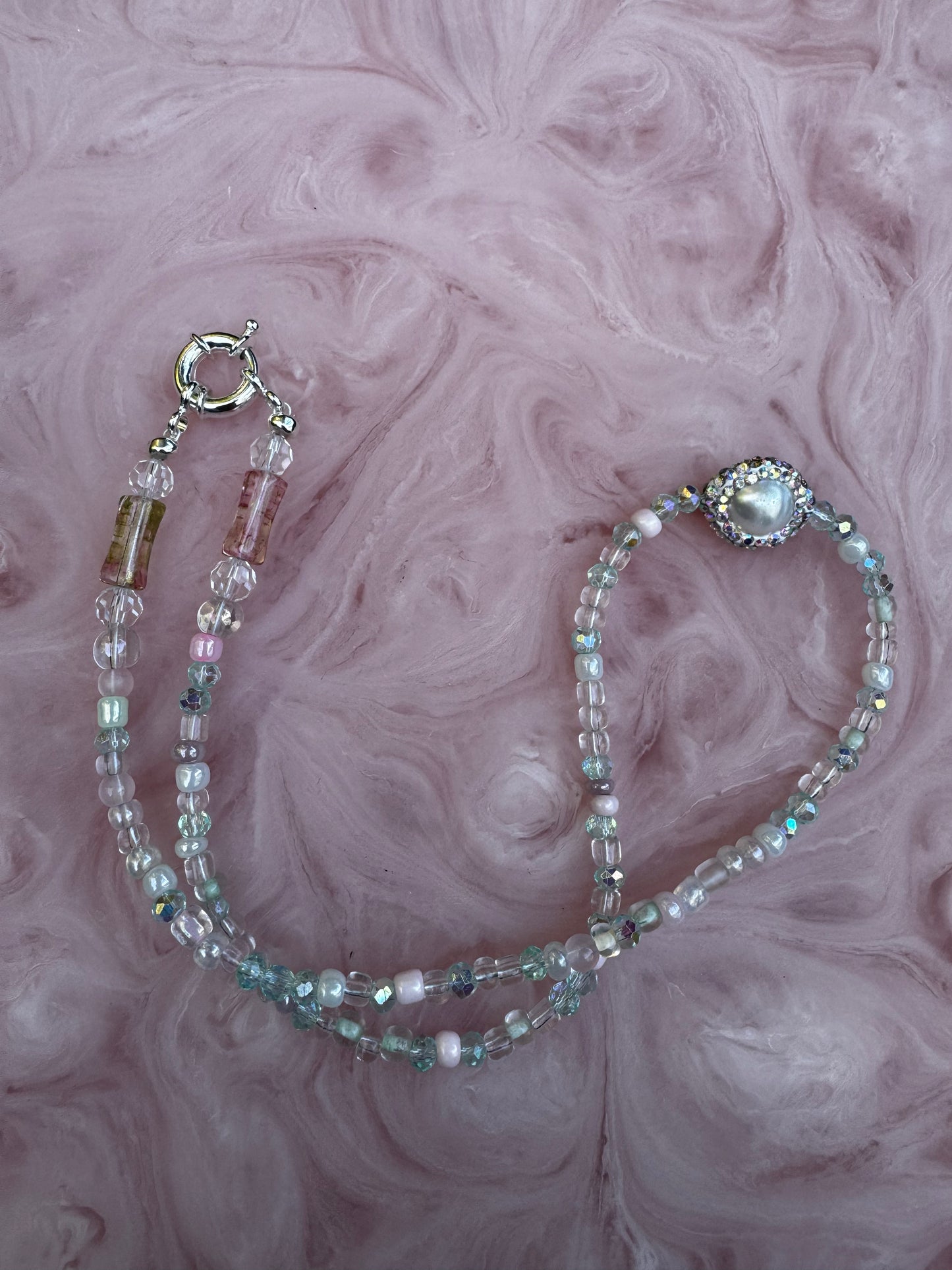 'Luminous Pearl' - Handmade Crystal Bead & Pearl Necklace