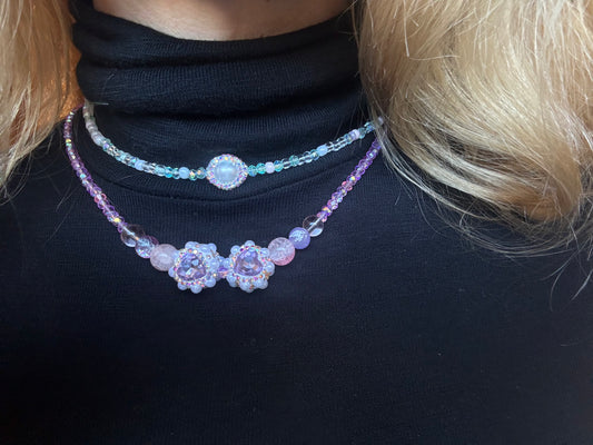 Collier de perles fait main avec cristaux Swarovski