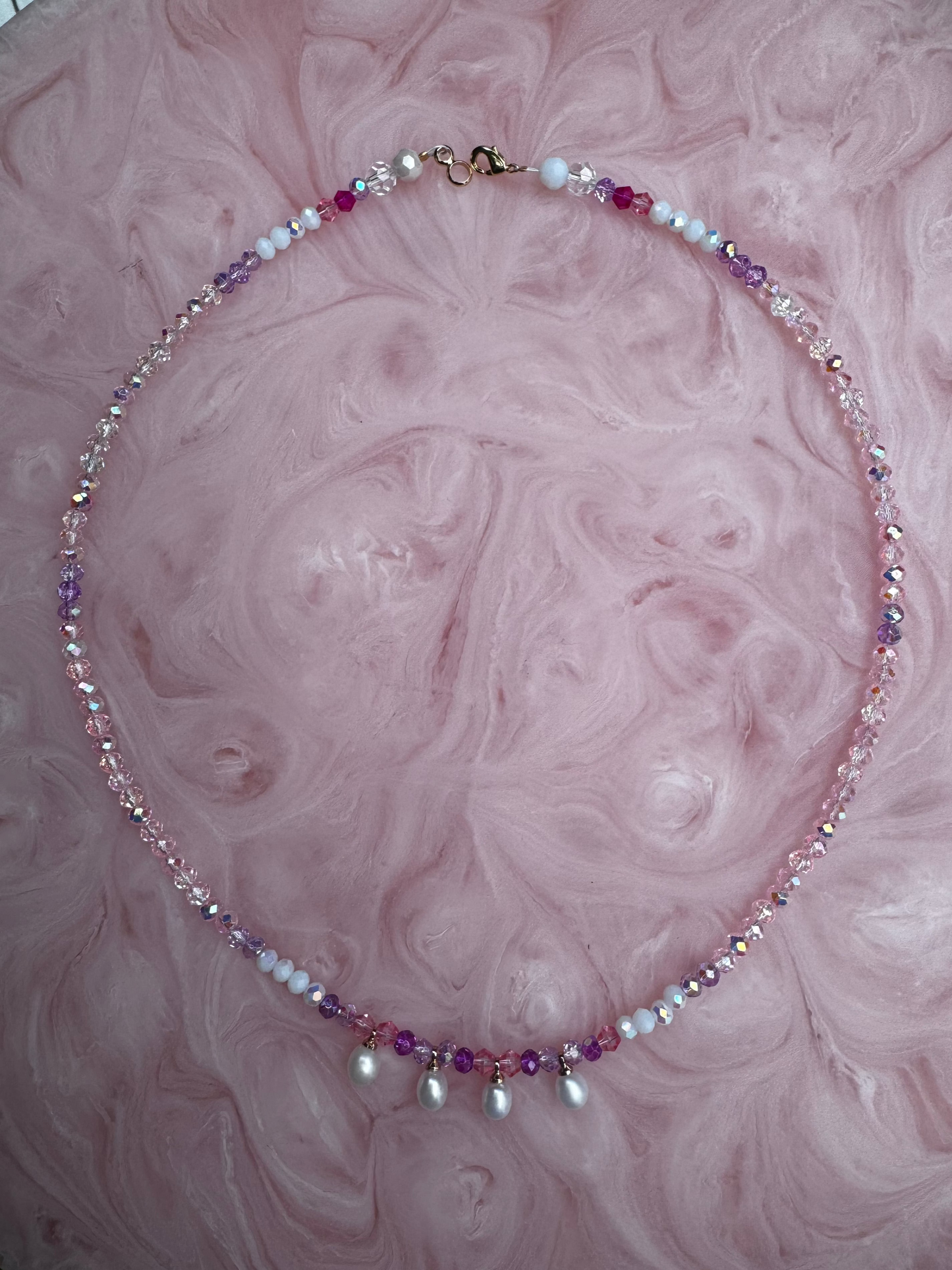 'Sea Whisper' - Handmade Crystal Bead & Pearl Necklace