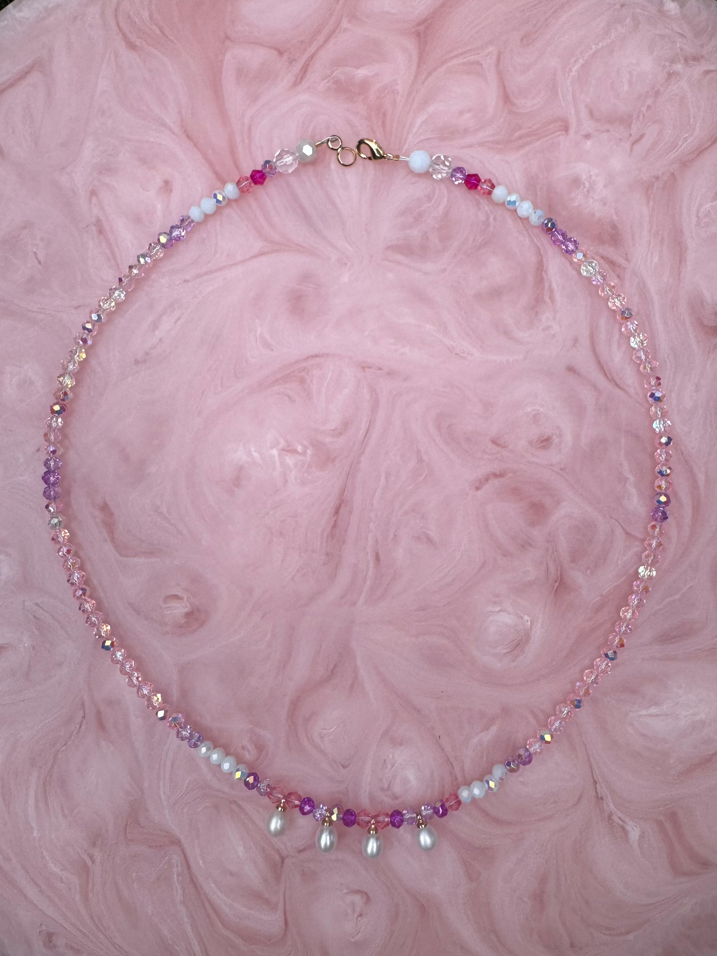 'Sea Whisper' - Handmade Crystal Bead & Pearl Necklace
