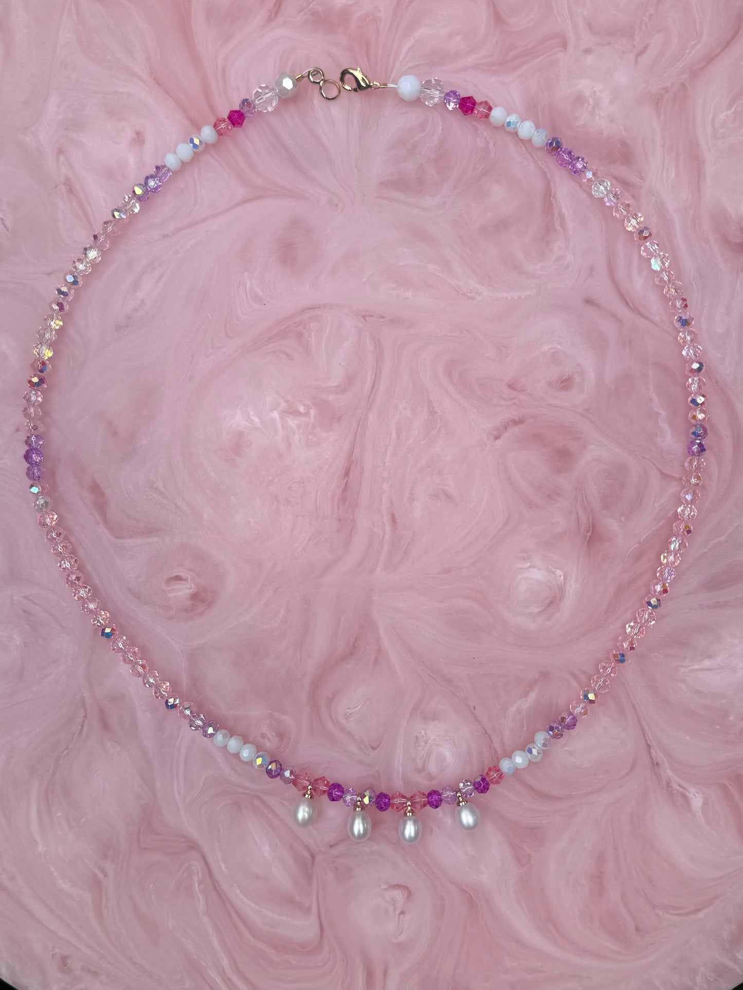 'Sea Whisper' - Handmade Crystal Bead & Pearl Necklace