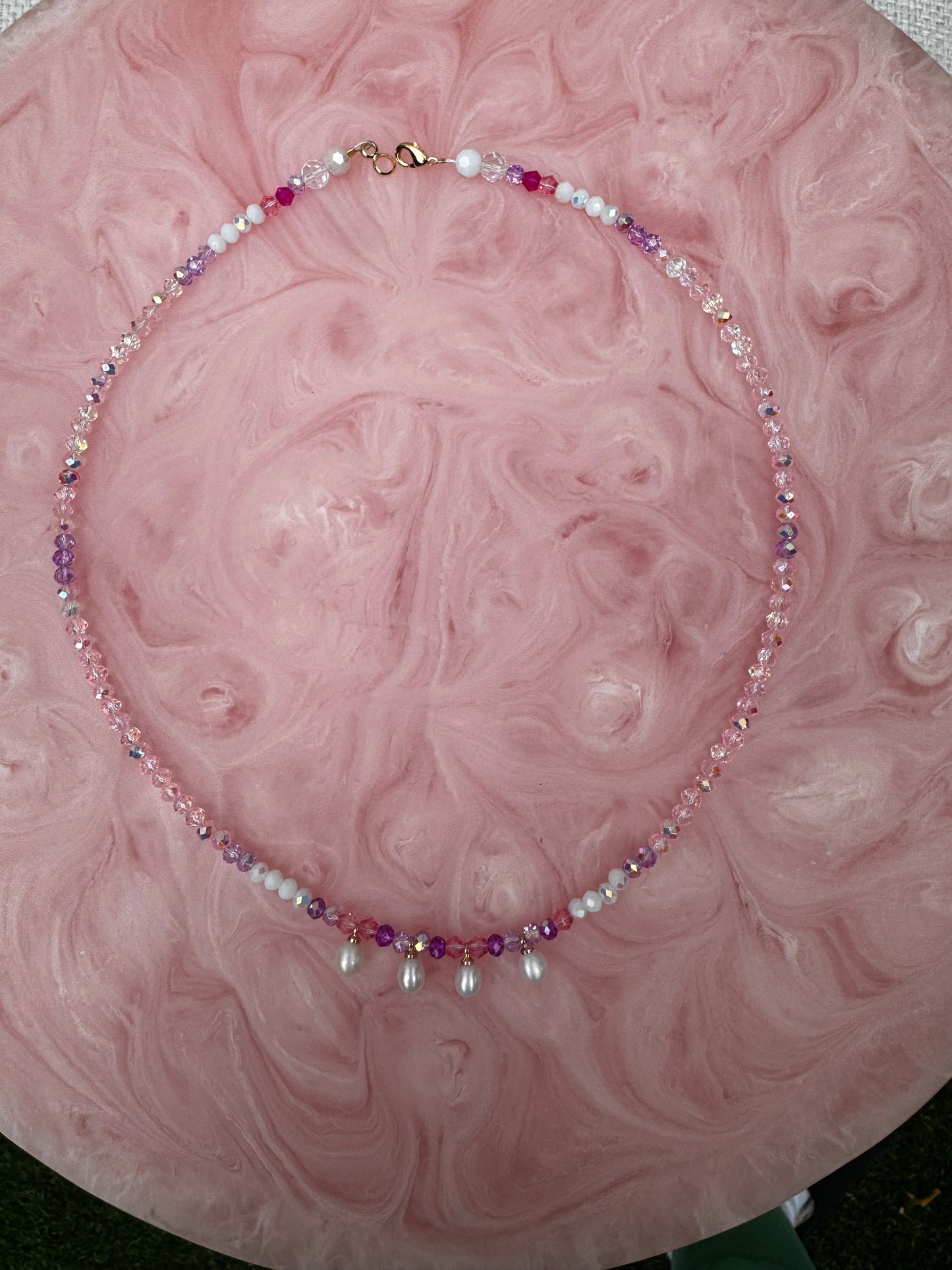 'Sea Whisper' - Handmade Crystal Bead & Pearl Necklace