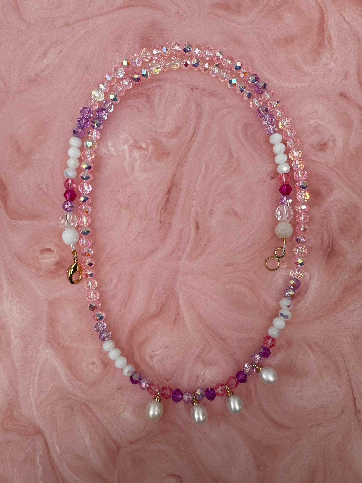 'Sea Whisper' - Handmade Crystal Bead & Pearl Necklace