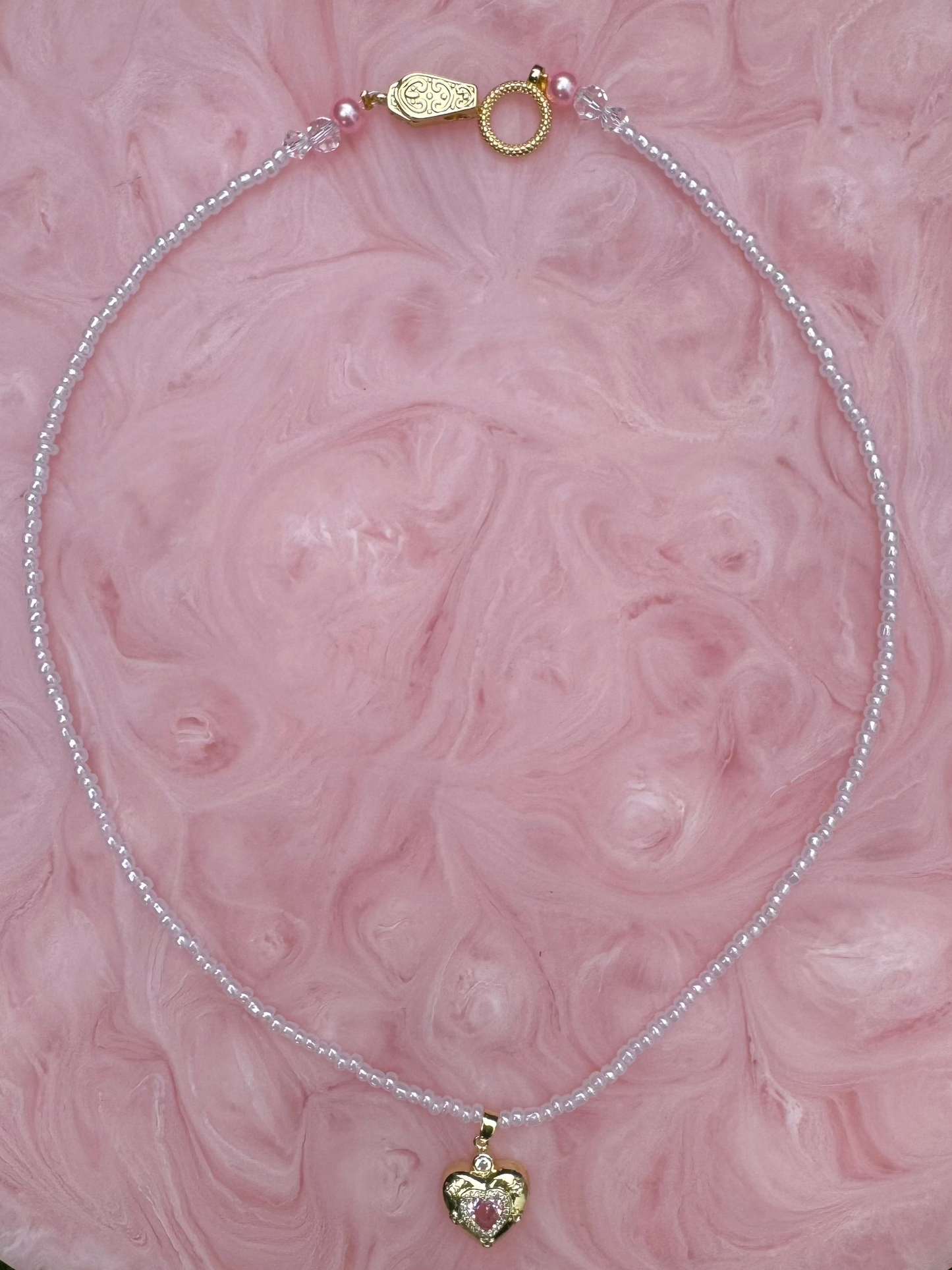 Romantic Handmade Crystal Bead & Pearl Necklace