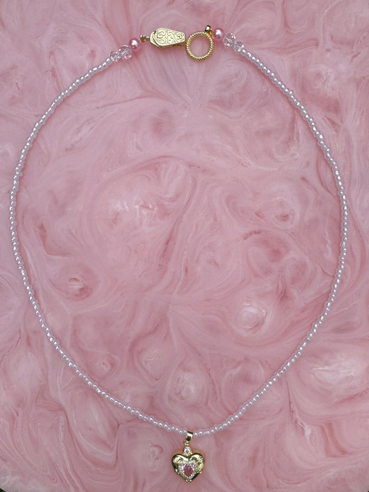 Romantic Handmade Crystal Bead & Pearl Necklace