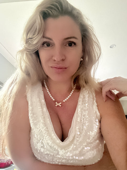 Ensemble collier perle et nœud 